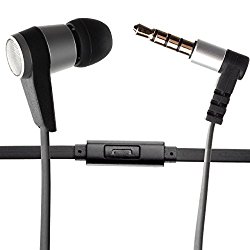 Single Earbud Stereo-to-Mono Headphone w/Mic (Black/Silver), Aluminum with Rubberized Ribbon Cable
