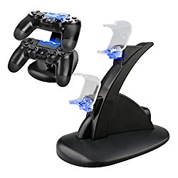 A-SZCXTOP Dual Game Charger Dock Station Stand for PS4 Play Stataion Wireless Controller with LED Light Indicators-Black