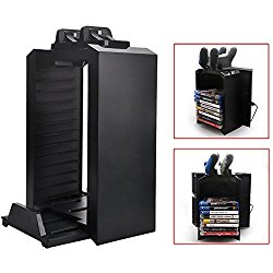 Multifunctional Detachable Playstation 4 Storage Stand Kit for PS4, Dualshock 4 Controller Charging Station and Console Stand Holder