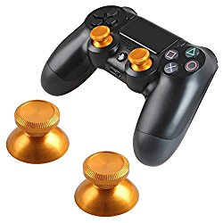 Thumbsticks Analog Bullet Button Aluminum Custom Metal Playstation 4 DualShock 4 Replacement PS4 Joystick Thumb Sticks Buttons Hats Spare Parts Accessories Modded PS4 Controllers Bullet Golden