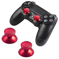 Thumbsticks Analog Bullet Button Aluminum Custom Metal Playstation 4 DualShock 4 Replacement PS4 Joystick Thumb Sticks Buttons Hats Spare Parts Accessories Modded PS4 Controllers Bullet Red