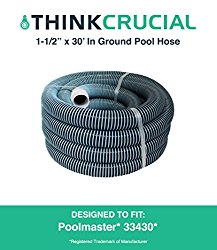 Durable 30 Ft Heavy Duty Swimming Pool Vacuum Hose 1-1/2″ x 30′ Lightweight & Flexible W/ Sturdy Swivel Cuff Compare to Part # 33430 Fits All Pool Vac Hoses W/ Manual Pool Vacuum Heads, Think Crucial
