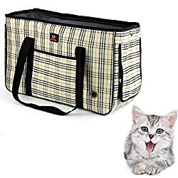 Ezeso Pet Carrier Airline Approved Soft Sided Pet Dogs Cats Tote Bag Handbag Perfect For Outdoor Walking Hiking Travel (S)