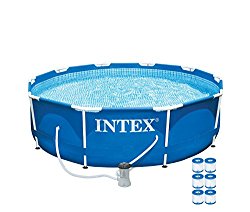 Intex 10′ x 30″ Metal Frame Set Swimming Pool with 330 GPH Pump & 6 Pack Filters