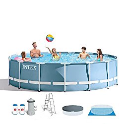 Intex 15 Feet x 48 Inches Prism Frame Pool Set with Ladder, Cover, & Pump