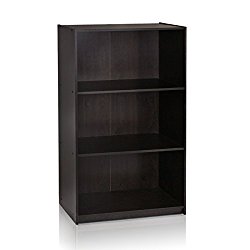 Furinno 99736EX Basic 3-Tier Bookcase Storage Shelves, Espresso