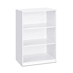 FURINNO Jaya Simple Home 3-Shelf Bookcase, White