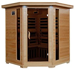4-Person Hemlock Corner Infrared Sauna w/ 10 Carbon Heaters