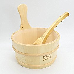 4L Sauna Wooden Bucket Pail Ladle With linner combined Set Sauna Room Accessory