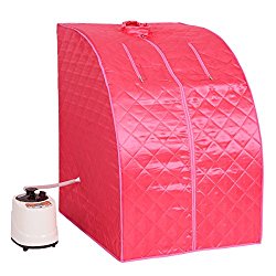 Giantex Portable 2L Steam Sauna Spa Full Body Slimming Loss Weight Detox Therapy w/Chair (Pink)