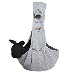 Alfie Pet by Petoga Couture – Chico 2.0 Revisible Pet Sling Carrier with Adjustable Strap – Color: Grey and Denim