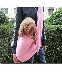 Reversible Safety Small Dog Cat Kitty Rabbit Sling Carrier Bag Outdoor Travel Soft Comfortable Cotton Puppy Pet Double-sided Pouch Holder Shoulder Carry Tote Handbag Messenger Bag (Pink)