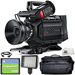 Blackmagic Design URSA Mini 4.6K Digital Cinema Camera (EF-Mount) 6PC Accessory Bundle – Includes 64GB Compact Flash Card, HDMI Cable, 160 LED Video Light, Microfiber Cleaning Cloth