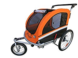 Booyah Large Pet Bike Trailer Dog Stroller & Jogger with Shocks MB – Orange