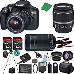 Canon T6 Camera with 18-55mm IS + 55-250mm STM Lens + 2pcs 16GB Memory + Case + Memory Card Reader + Tripod + ZeeTech Starter Set + Wide Angle + Telephoto + Flash + Filter