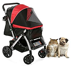 HPZ Pet Rover Premium Heavy Duty Dog/Cat/Pet Stroller Travel Carriage With Convertible Compartment/Zipperless Entry/Reversible Handle Bar/Weather Resistance for Small, Medium and Large Pets