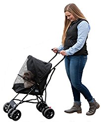 Pet Gear Travel Lite Pet Stroller for Cats and Dogs up to 15-pounds, Black