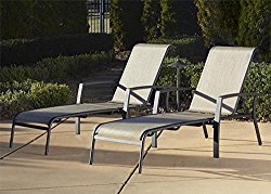 Cosco Outdoor Adjustable Aluminum Chaise Lounge Chair Serene Ridge Patio Furniture Set, 2 PK, Dark Brown