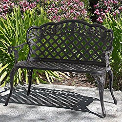 Best Choice Products Patio Garden Bench Cast Aluminum Outdoor Garden Yard Solid Construction New – Bronze