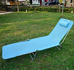 Outsunny Adjustable Reclining Beach Sun Lounge Chair, Blue