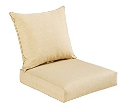 Bossima Indoor/Outdoor Cream/Beige/Yellow Deep Seat Chair Cushion Set.Spring/Summer Seasonal Replacement Cushions.
