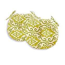 Greendale Home Fashions Round Indoor/Outdoor Bistro Chair Cushion, 18-Inch, Green Ikat, Set of 2