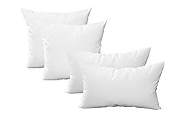 Sunbrella Canvas White — Set of 4 Indoor / Outdoor Pillows – 17″ Square Throw Pillows & 11″ x 19″ Rectangle / Lumbar Decorative Throw Pillows