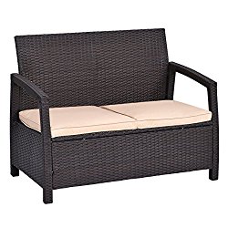 Tangkula Outdoor Loveseat Bench Couch Chair With Cushions Patio Furniture