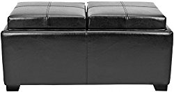 Safavieh Hudson Collection Gramercy Black Leather Double Tray Ottoman