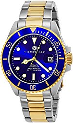 Henry Jay Mens “Limited Edition” Self Winding Mechanical Automatic 23K Gold Plated Two Tone Stainless Steel “Specialty Aquamaster” Professional Dive Watch