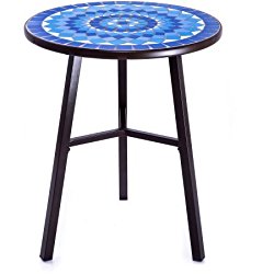 Better Homes and Gardens Beautiful Camrose Farmhouse Natural Blue Color Mosaic Tiles Bistro Table