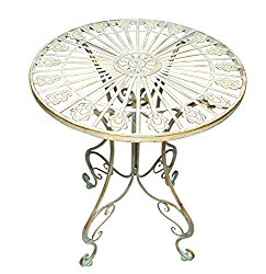 Metal Bistro Table w/ Curved Legs, Scrolling Heart & Peacock Tail Motif Product SKU: PF223587