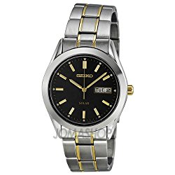 Seiko Men’s SNE047 Two-Tone Solar Black Dial Watch