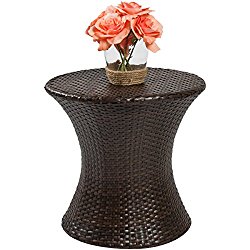 Best Choice Products Outdoor Patio Furniture Wicker Hourglass Accent Side Table