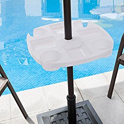 Sundale Outdoor Umbrella Table Beach Patio Accessory Table Heavy Duty, 17in Diameter, White