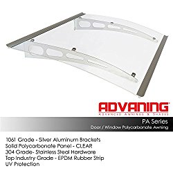 Advaning PA Series Top Quality Polycarbonate Door Awning 59″W x 35″D, Silver