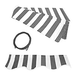 ALEKO FAB10X8GREYWHT Farbric Awning Replacement for 10 X 8 Feet Retractable Patio Awning , Grey and White Striped Pattern