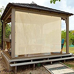 Alion Home Sun Shade Privacy Panel with Grommets on 4 Sides for Patio, Awning, Window Cover, Pergola or Gazebo – Banha Beige (10′ x 6′)