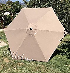 BELLRINO DECOR Replacement MEDIUM COFFEE / TAUPE ” STRONG & THICK ” Umbrella Canopy for 9ft 6 Ribs MEDIUM COFFEE / TAUPE (Canopy Only)