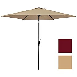 Best Choice Products 10 FT Steel Market Outdoor Patio Umbrella W/ Crank, Tilt Push Button- Tan