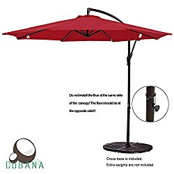 COBANA 10′ Offset Hanging Patio Umbrella Freestanding Outdoor Parasol Adjustable Umbrella, 250g/sqm Polyester, Red