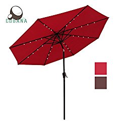 COBANA 9-Feet 32 Solar Powered LED Lighted Umbrella, Red