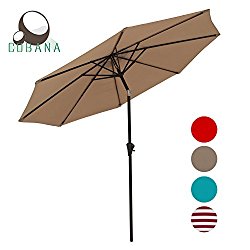 COBANA Patio Table Market Umbrella with Push Button Tilt and Crank 8 Steel Ribs Beige