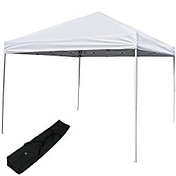 Sunnydaze Quick-Up Instant Canopy Event Shelter with Carrying Bag, 12 x 12 Foot Straight Leg, White