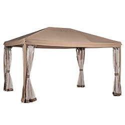 Abba Patio 10×13 Feet Fully Enclosed Garden Gazebo Patio Canopy with Mosquito Netting – Brown