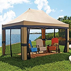 Brylanehome Oversized 10′ X 15′ Instant Pop Up Gazebo With Screen (Taupe,0)