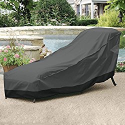 Outdoor Patio Chaise Lounge Chair Cover 78″ Length Dark Grey with Black Hem – 100% Waterproof Winter Storage Cover Deck Patio Backyard Veranda Porch Chair Covers
