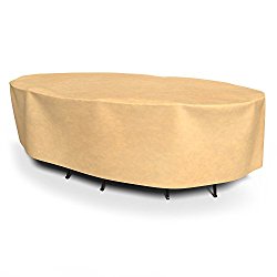 Budge All-Seasons Oval Table and Chairs Combo Cover, Small (Tan)