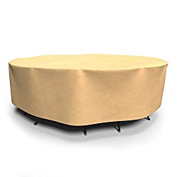 Budge All-Seasons Round Patio Table and Chairs Combo Cover, Medium (Tan)