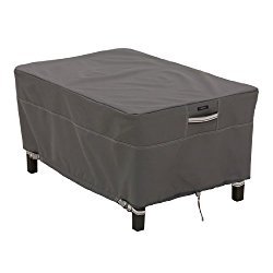 Classic Accessories Ravenna Rectangle Ottoman/Side Table Cover – Premium Outdoor Furniture Cover with Durable and Water Resistant Fabric, Large, Taupe (55-167-045101-EC)